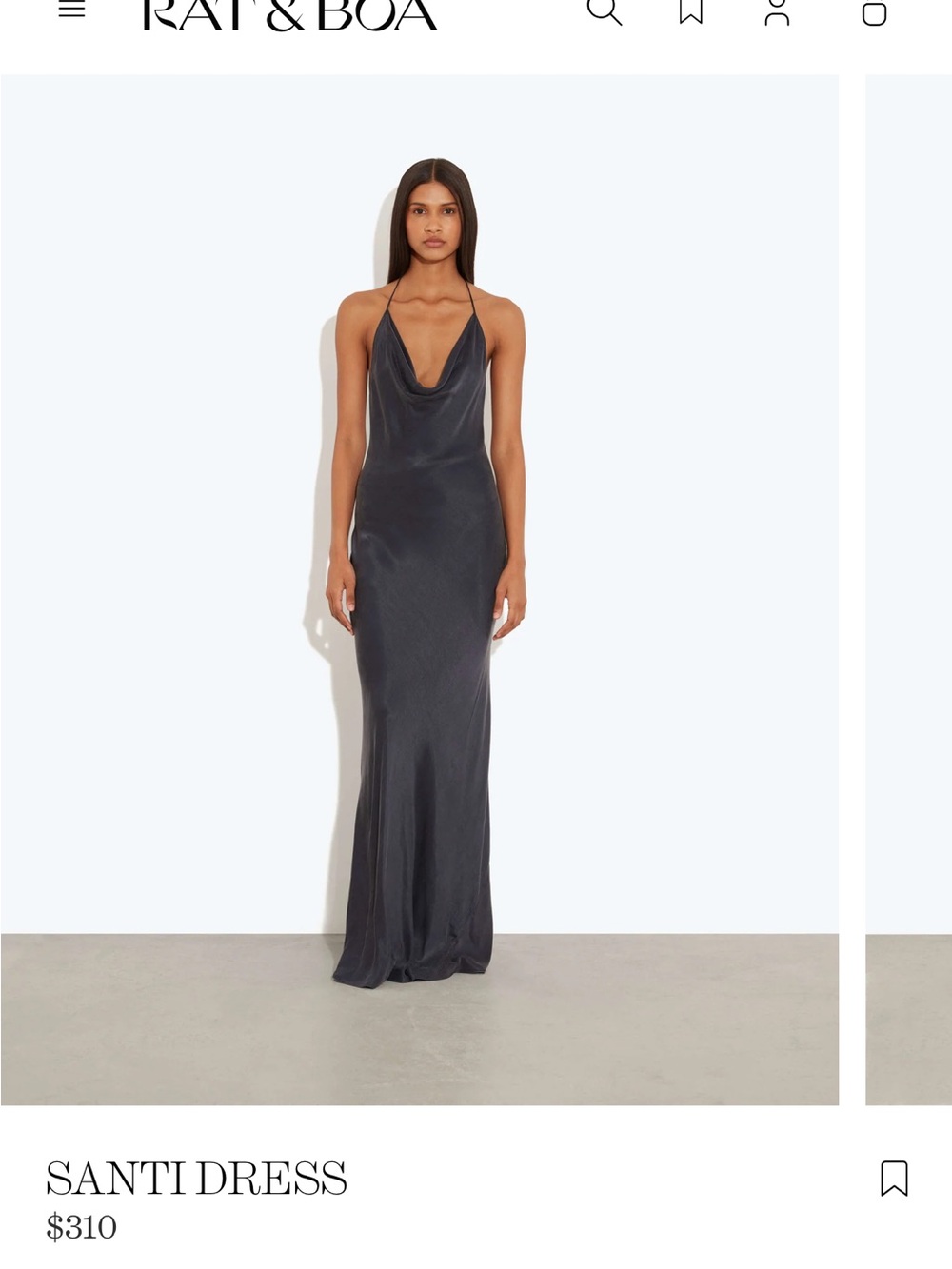Rat & Boa Santi Cowl Maxi Dress in Charcoal Gray